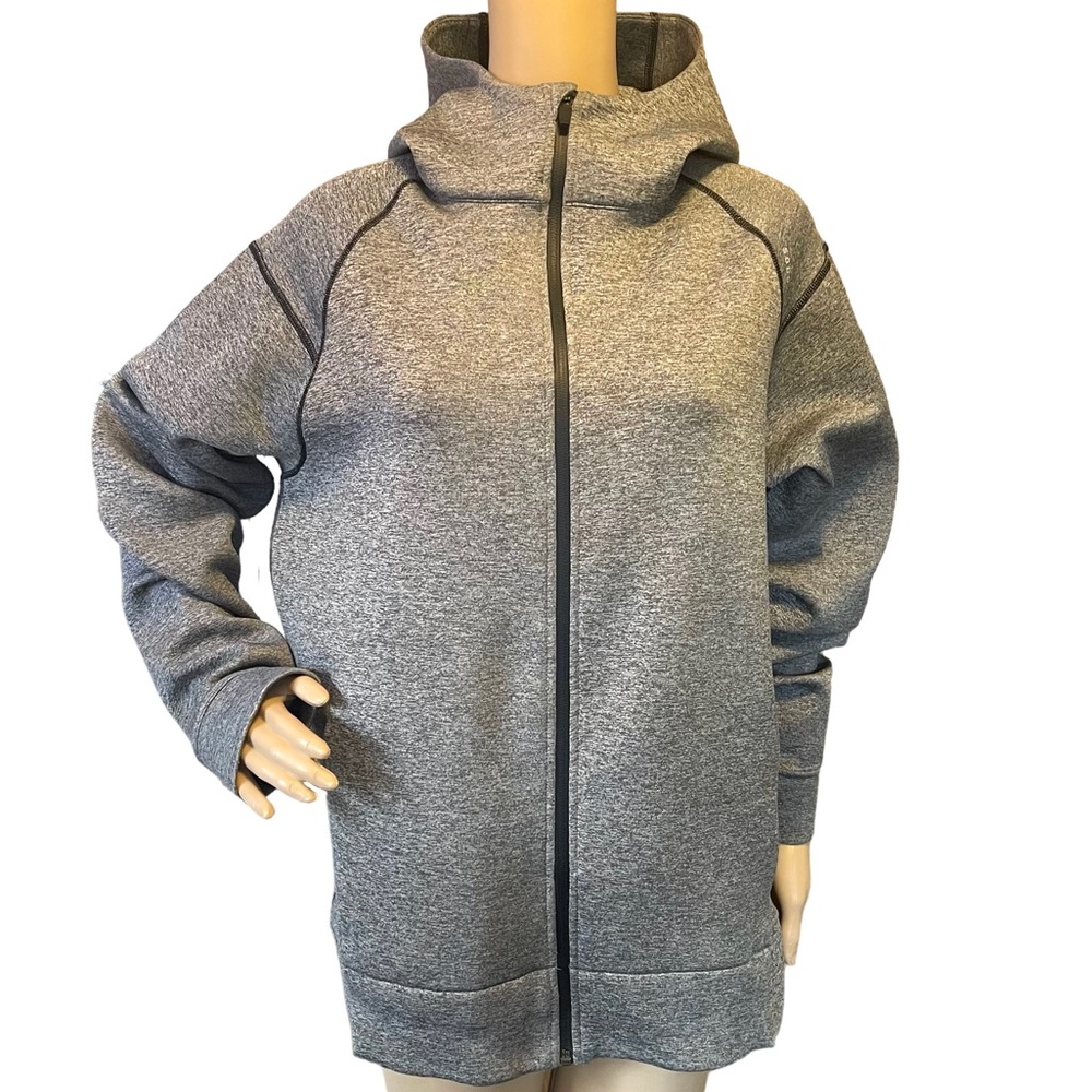 SODO TECH FLEECE XL zip front athletic hoodie jacket gray scuba knit